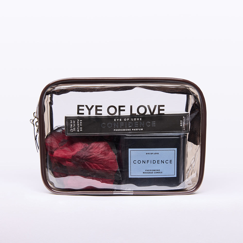 Eye of Love Love in Transit Confidence Attract Her Pheromone Gift Set Eye of Love Confidence gift set roll-on, candle and petals inside clear pouch