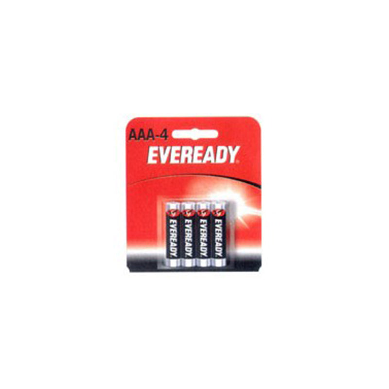 Eveready Classic AAA 4pk Red Eveready Super Heavy Duty blister card with four AAA batteries