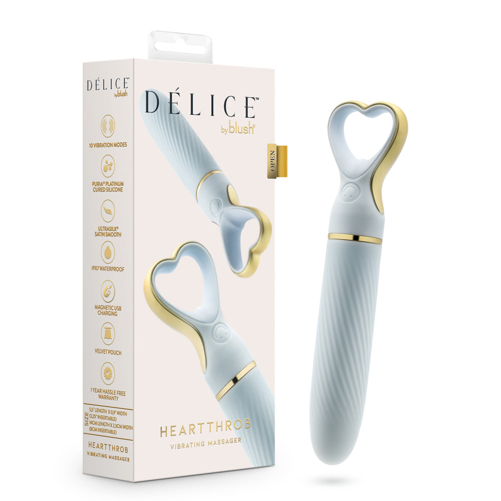 Delice Heartthrob Something Blue Something Blue Délice Heartthrob vibrator with gold-edged heart handle