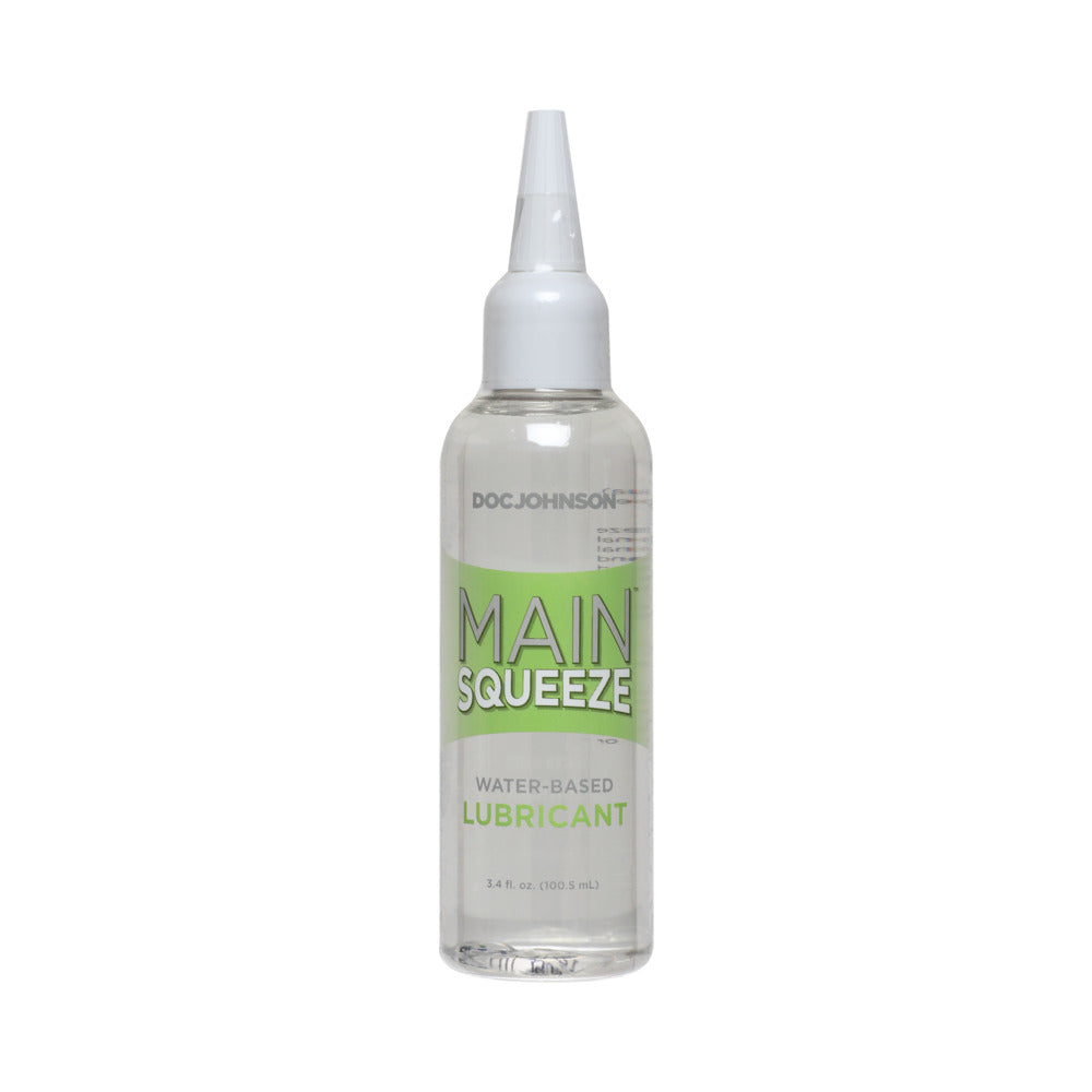 Main Squeeze - Water Based - 3.4 fl. oz. Doc Johnson Main Squeeze Water-Based 3.4 oz clear bottle with green label