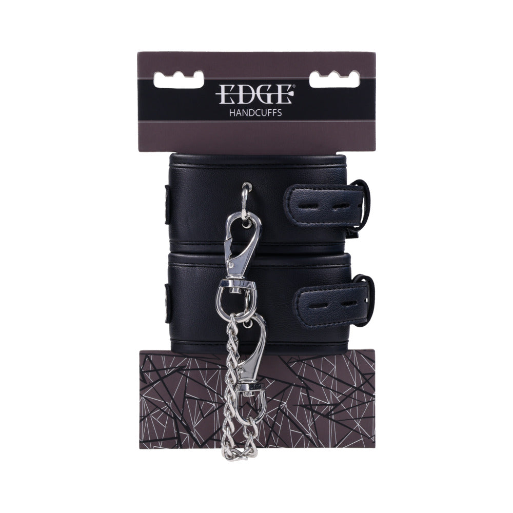 Sportsheets Edge Handcuffs Sportsheets Edge black buckle handcuffs with silver chain