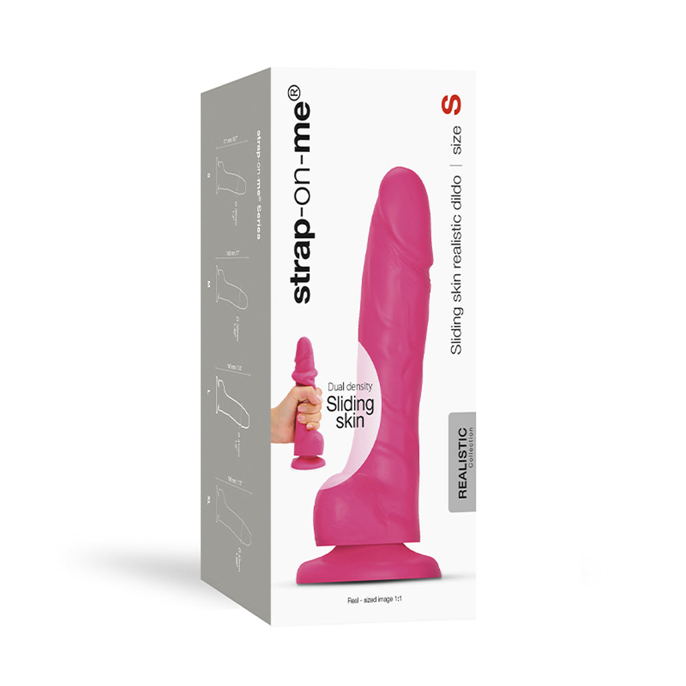 Strap-On-Me Realistic Collection Sliding Skin Dual-Density Silicone Dildo Fuchsia S Fuchsia size S Strap-On-Me Sliding Skin dildo retail box