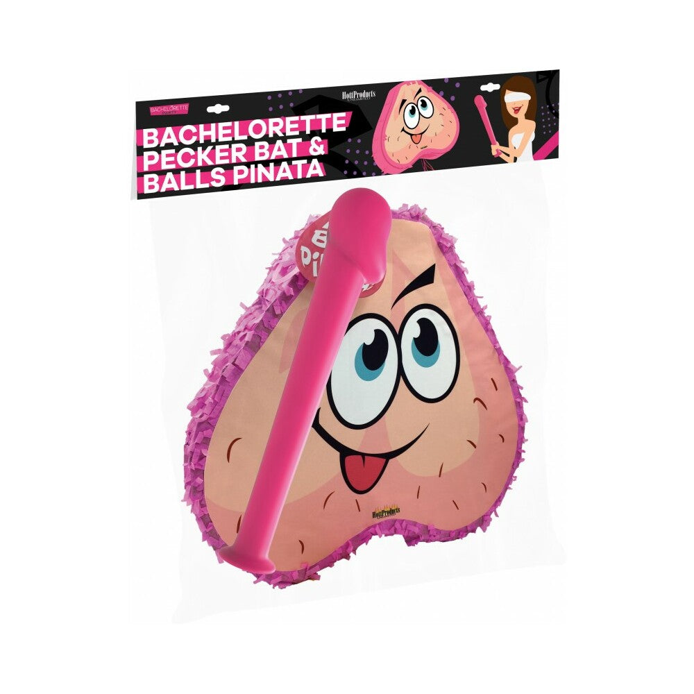 Pink Pecker Bat & Ball Pinata Combo Pack Pink Pecker Pinata Bat and Ball Combo in clear bachelorette party package