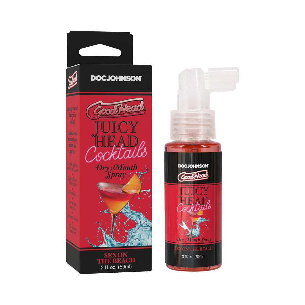 GoodHead Juicy Head Cocktails Dry Mouth Spray Sex on the Beach 2 oz. Juicy Head Sex on the Beach 2 oz spray beside red carton