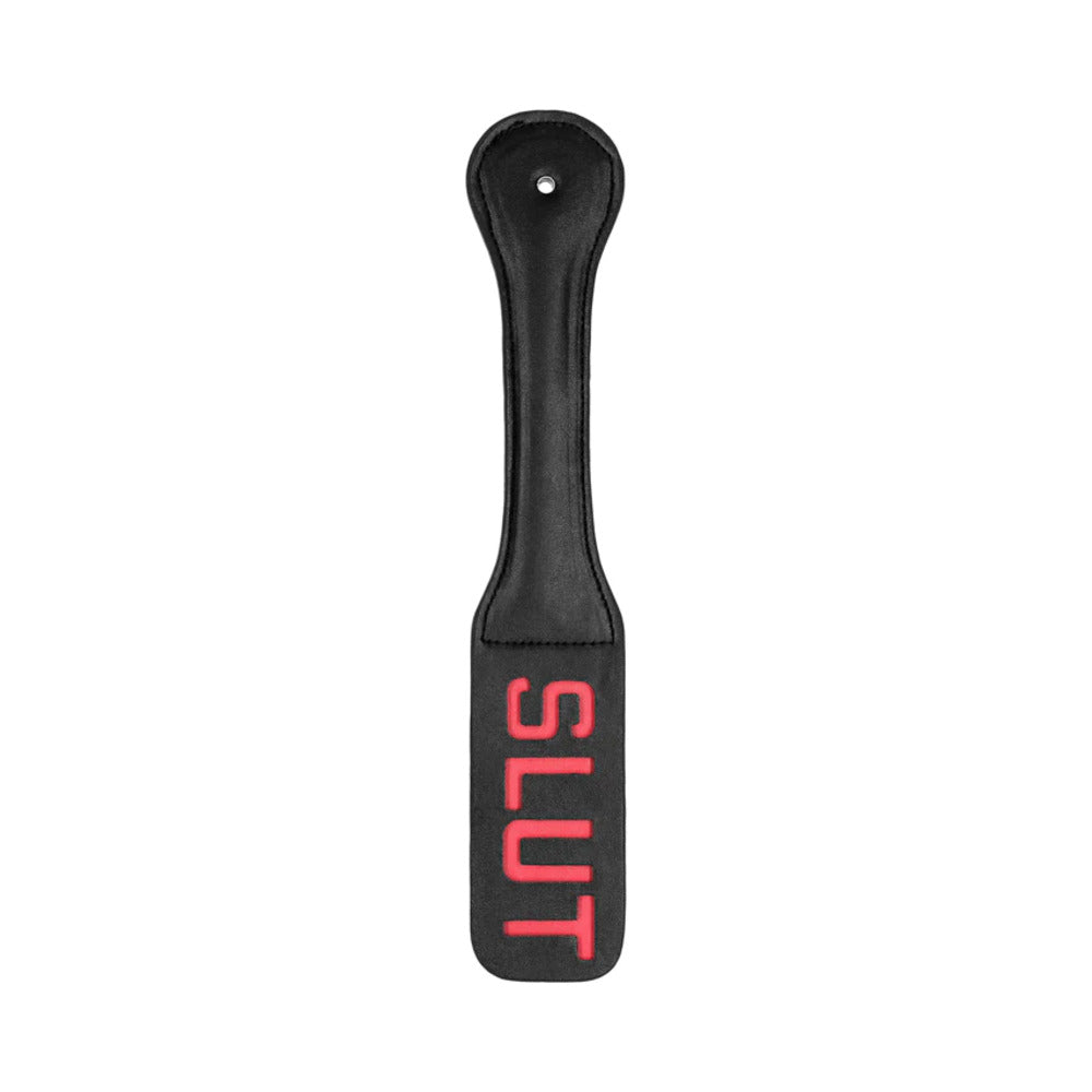 Ouch! ''Slut'' Paddle Black Black Ouch paddle with red SLUT lettering and rounded handle