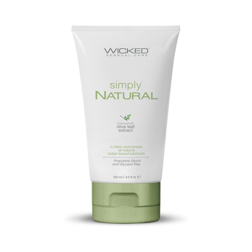 Wicked Simply Natural Aqua Enhanced with Olive Leaf Extract 4oz Wicked Simply Natural Aqua 4 oz tube front view with green flip-top cap