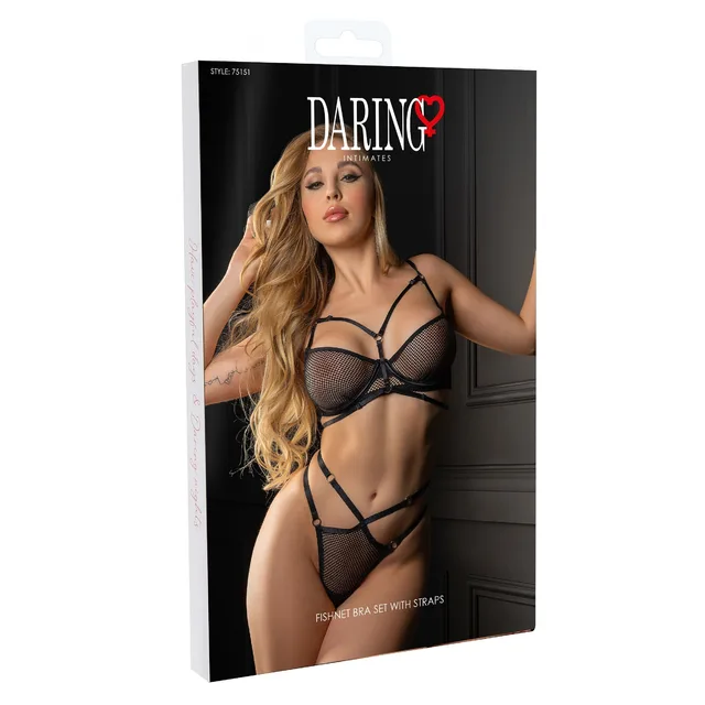 Fishnet bra set with straps