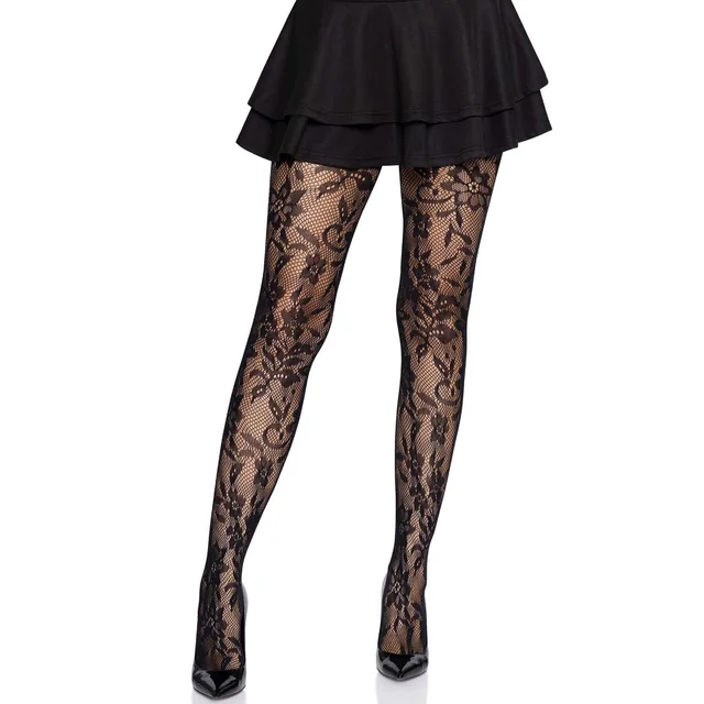 Seamless Floral Lace Pantyhose