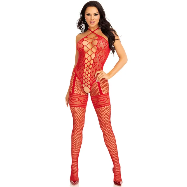 Heart Net Halter Bodystocking