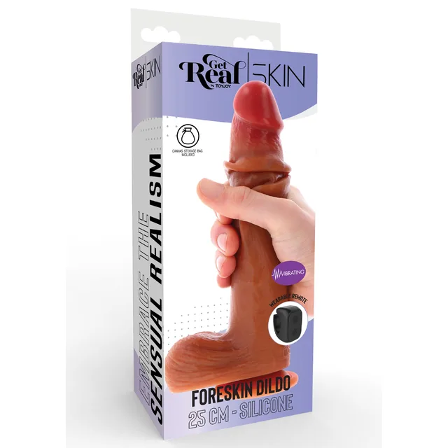 Foreskin Dildo Vibrating Silicone 25 cm
