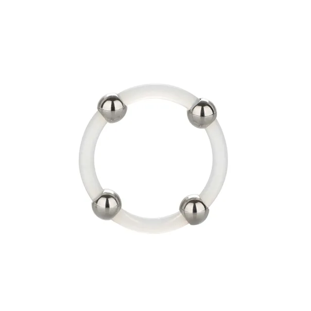 Steel Beaded Silicone Ring L
