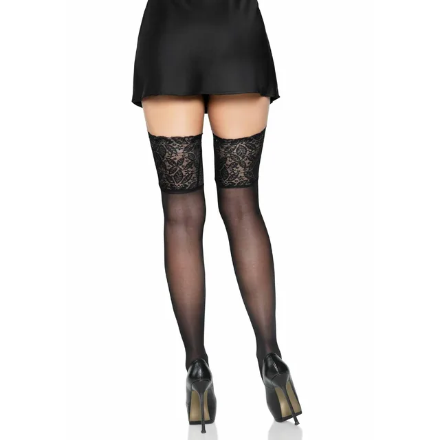 Elastane Sheer Stay Up with Lace Top