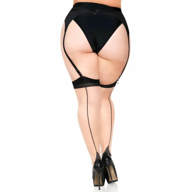 Plus Elastane 2-tone Stockings with Backseam