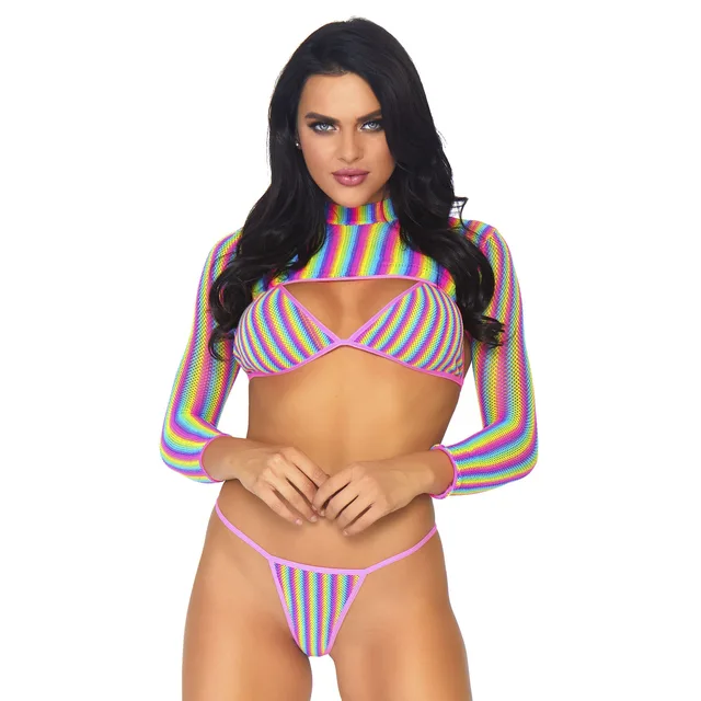 Rainbow Bikini Top, String and Crop Top