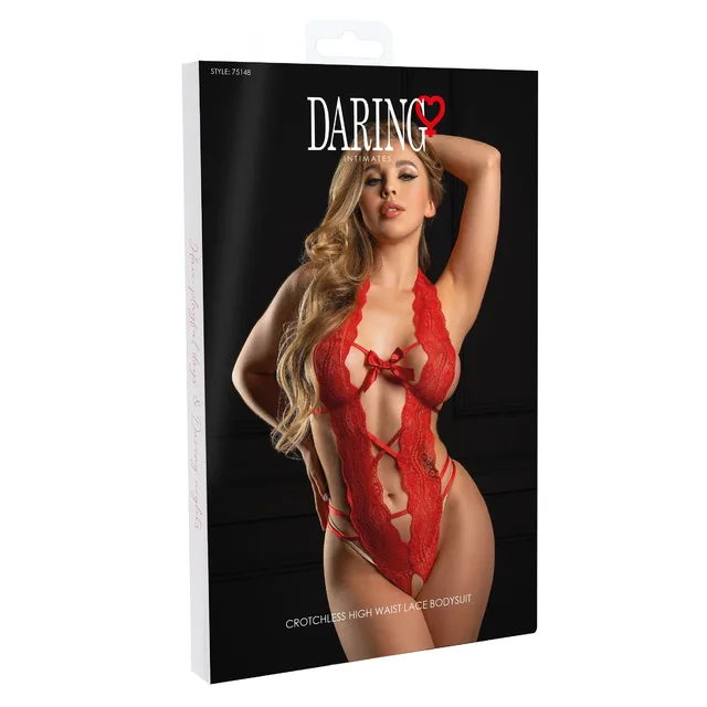 Lace bodysuit with open crotch