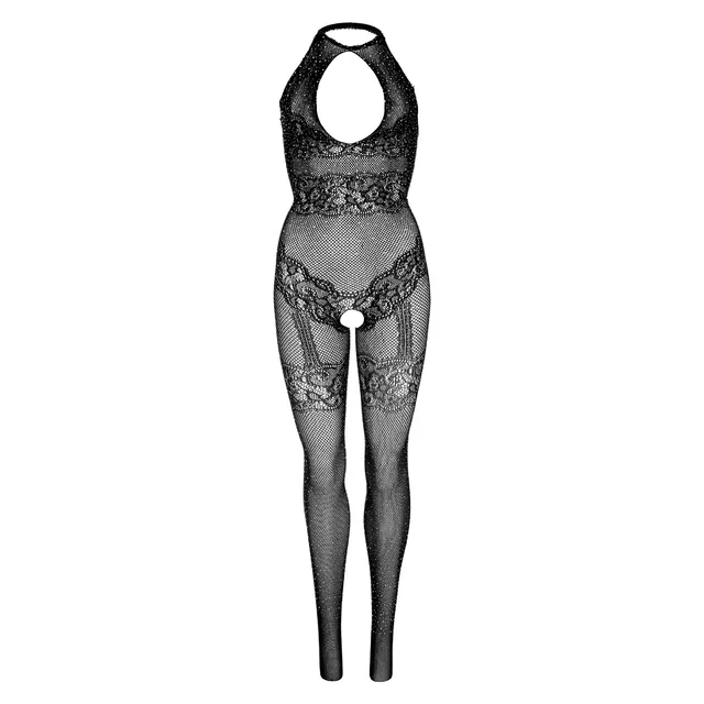 Seamless Rhinestone Fishnet Bodystocking