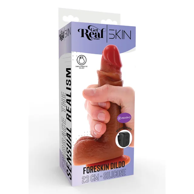 Foreskin Dildo Vibrating Silicone 23 cm