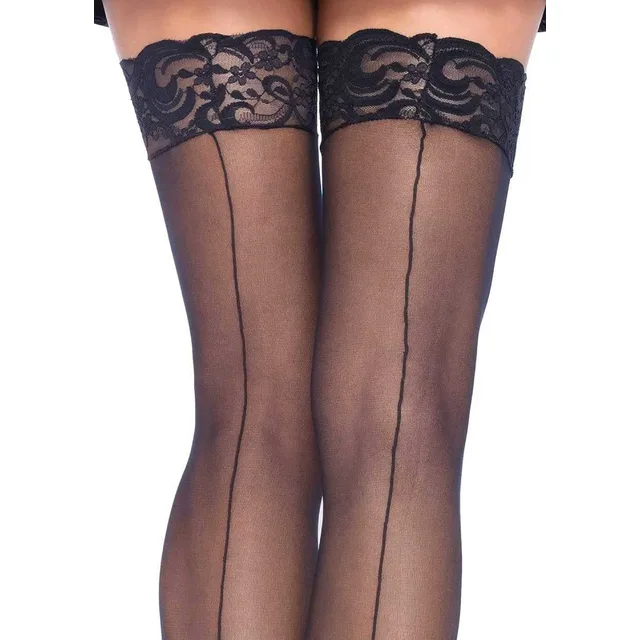 Sheer Backseam Stockings with Lace Top