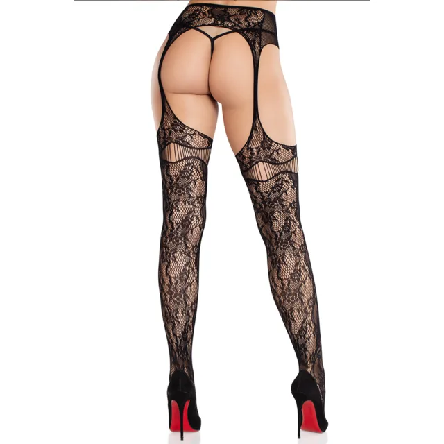 Net Stockings with Attached Garter Belt
