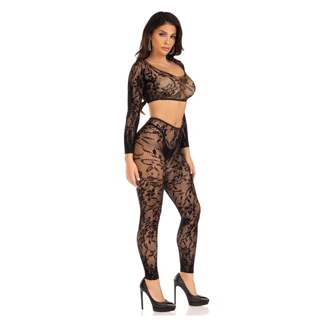 Lace Crop Top and Footless Tights