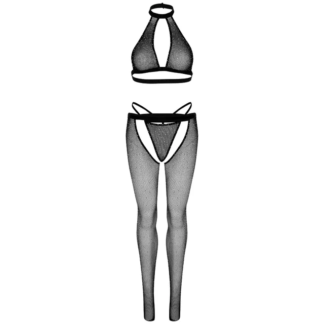 Keyhole Top, String and Crotchless Tights