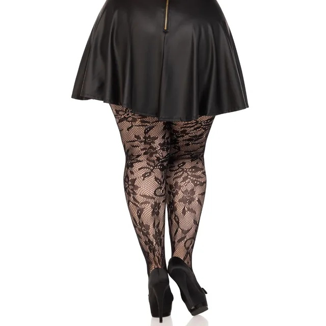 Plus Seamless Floral Lace Pantyhose