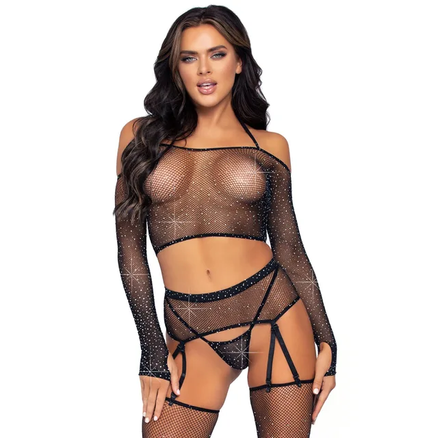Crop Top, String, Garter Belt and Stockings