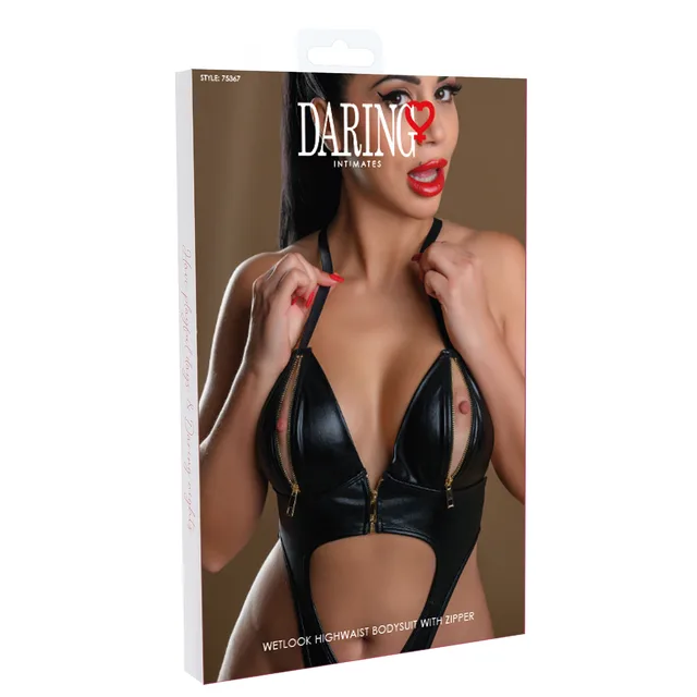 Wetlook Bodysuit With Zipper