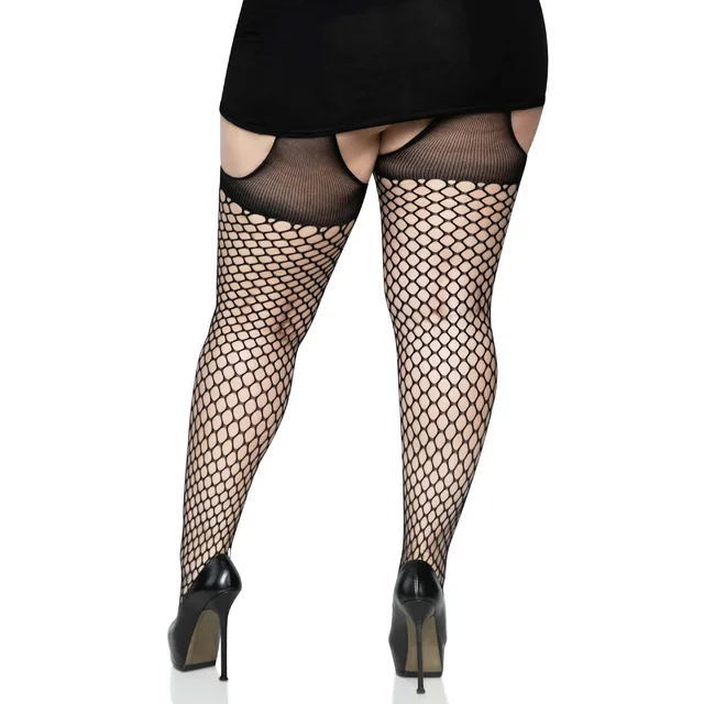 Plus Oval Net Suspender Pantyhose