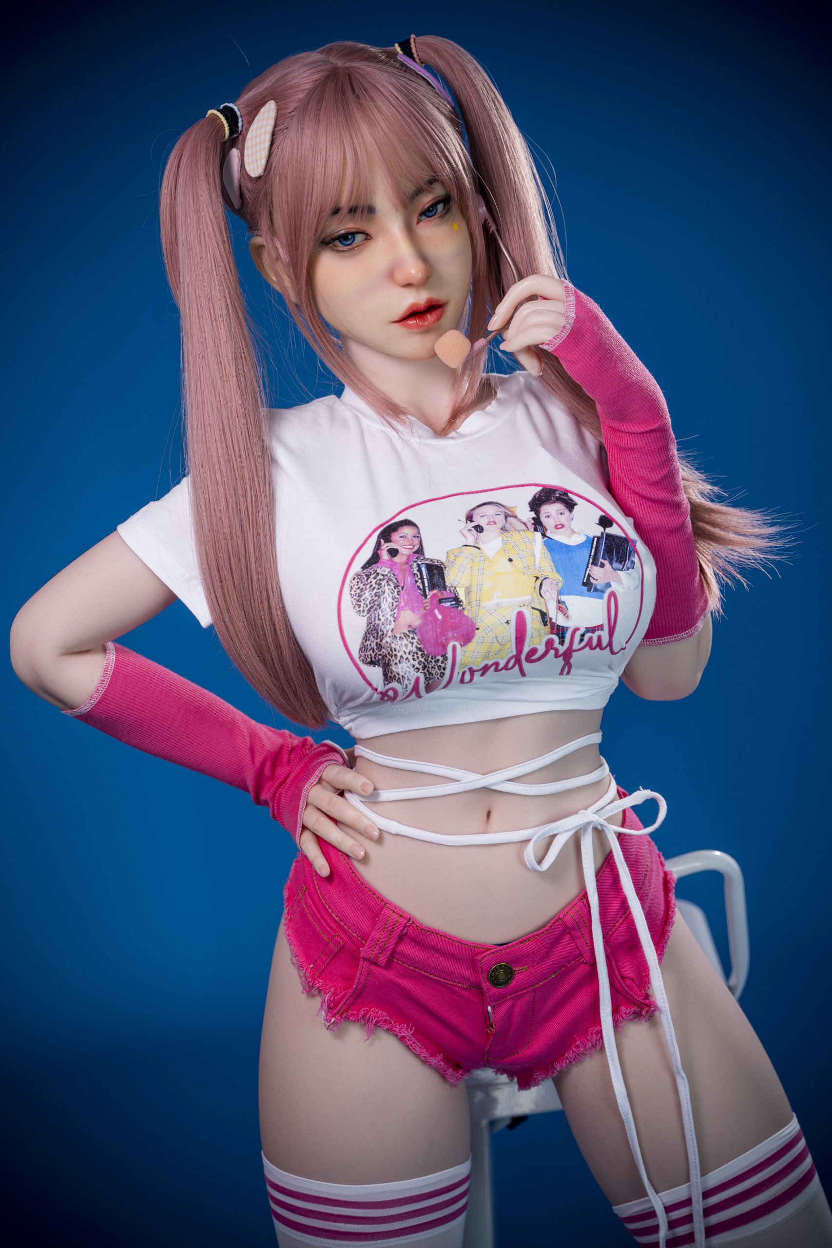 5.38FT/32KG Pink hair Full Body Sex Doll Natural Color with Full Silicone Movable jaw head-(US local in stock,ship to USA only! ! !)