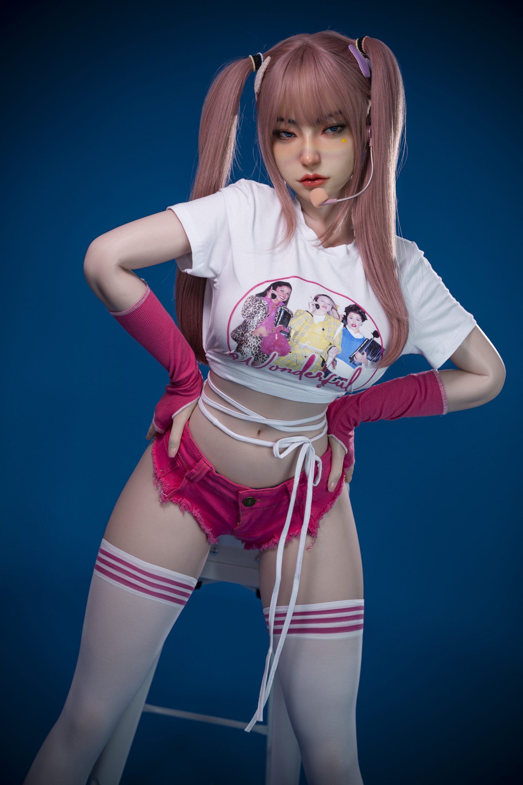 5.38FT/32KG Pink hair Full Body Sex Doll Natural Color with Full Silicone Movable jaw head-(US local in stock,ship to USA only! ! !)